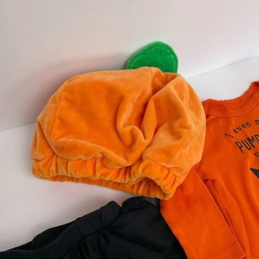 Halloween Pumpkin Hat Girl Leggins with Tu Tu Jack o Lantern One Piece 6 Months
